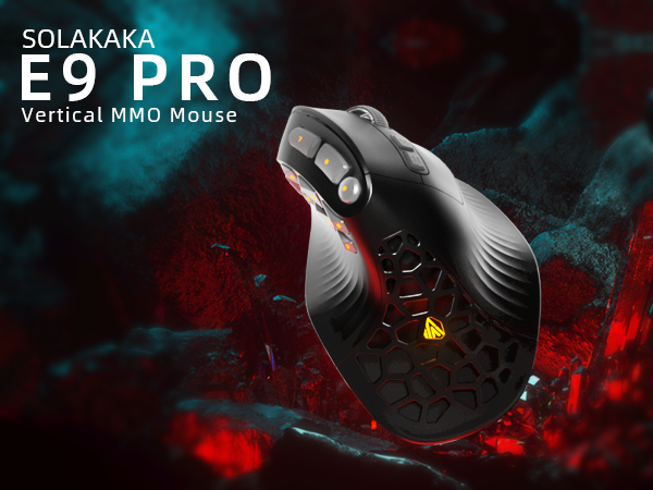 SOLAKAKA E9 Pro Vertical MMO Mouse Tri-Mode 36000 DPI 8000Hz PAW3395
