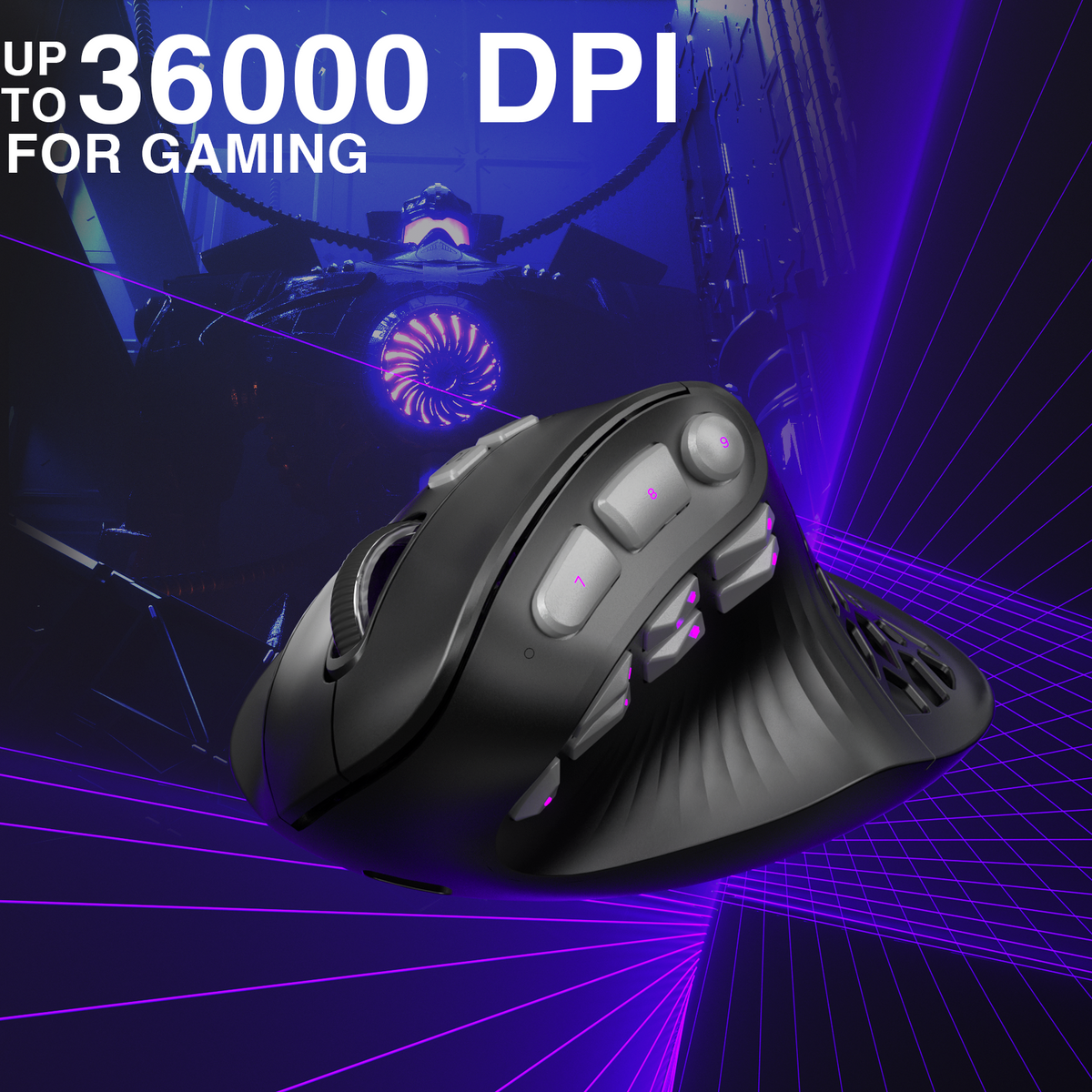 SOLAKAKA E9 Pro Vertical MMO Mouse Tri-Mode 36000 DPI 8000Hz PAW3395