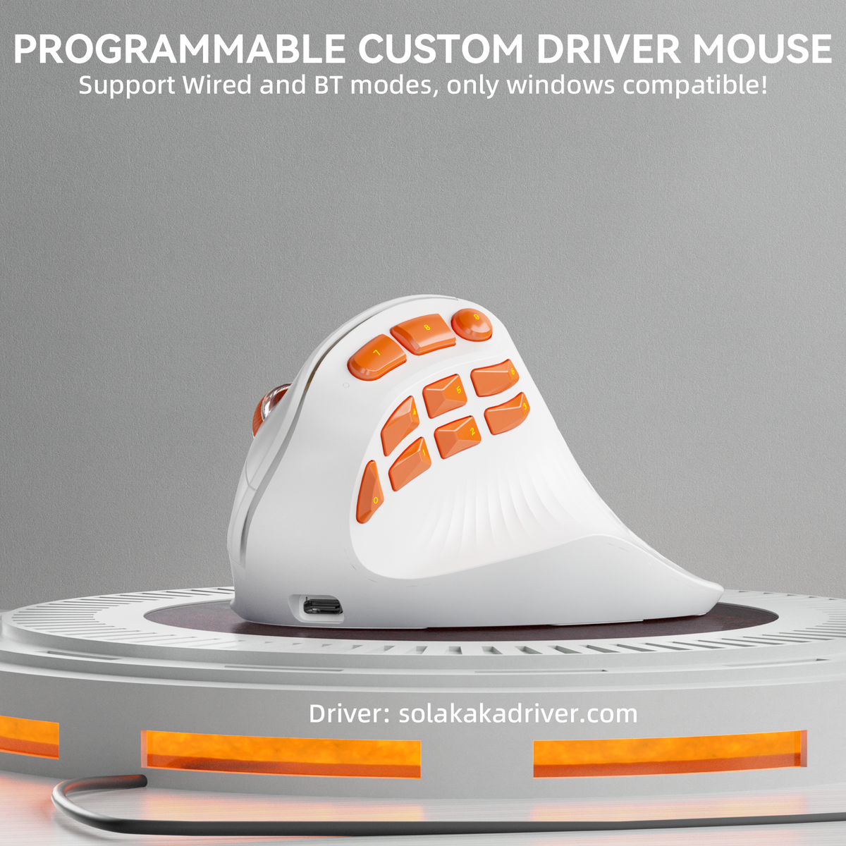 SOLAKAKA E9 Pro Vertical MMO Mouse Tri-Mode 36000 DPI 8000Hz PAW3395