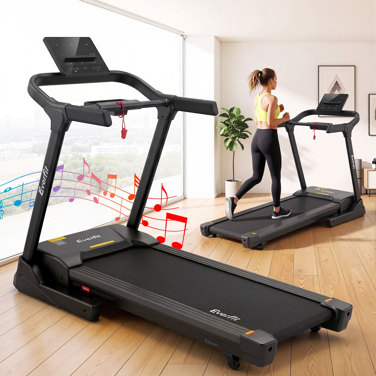 Everfit 3in1 Electric Treadmill with 15-Level Auto Incline Treadmills for Home Gym Foldable 460mm Black