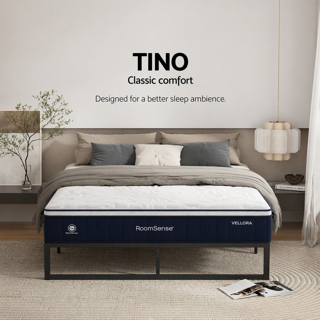 RoomSense Double 30cm Latex Hybrid Mattress Bundle with Metal Bed Frame
