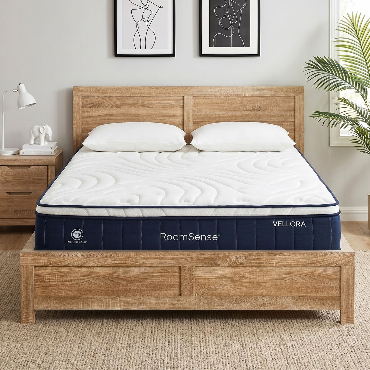 RoomSense Queen 30cm Latex Mattress and Pine Bed Frame Bundle