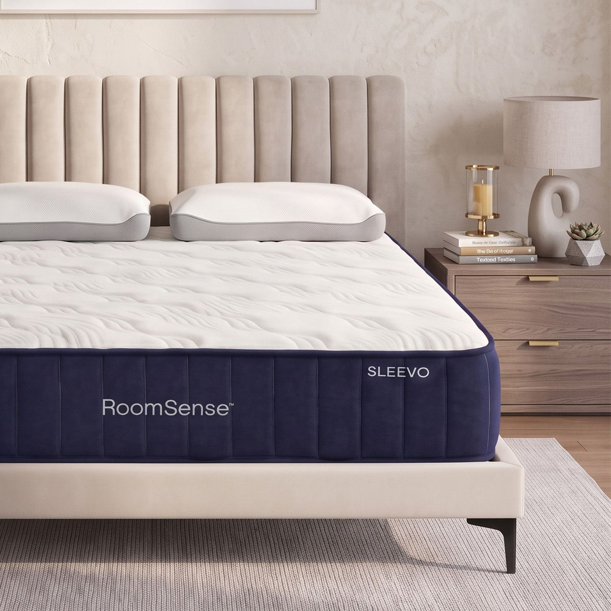 RoomSense Queen 26cm Firm Mattress Bundle with 2 Dual-Sided Cooling Pillows