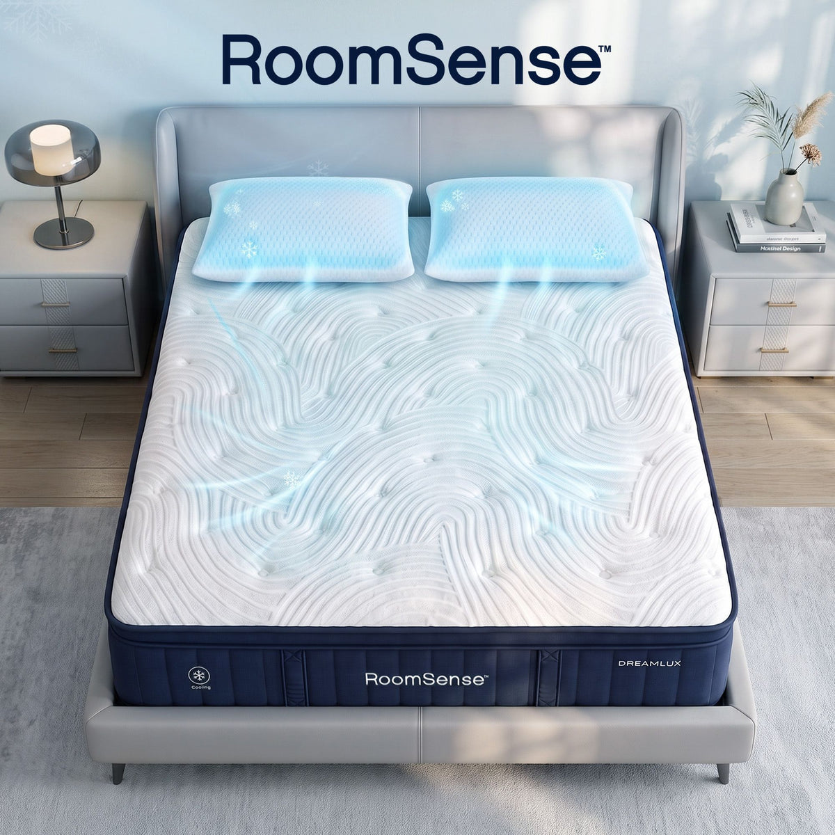 RoomSense Queen 34cm Gel Mattress Bundle with 2 Cooling Pillows