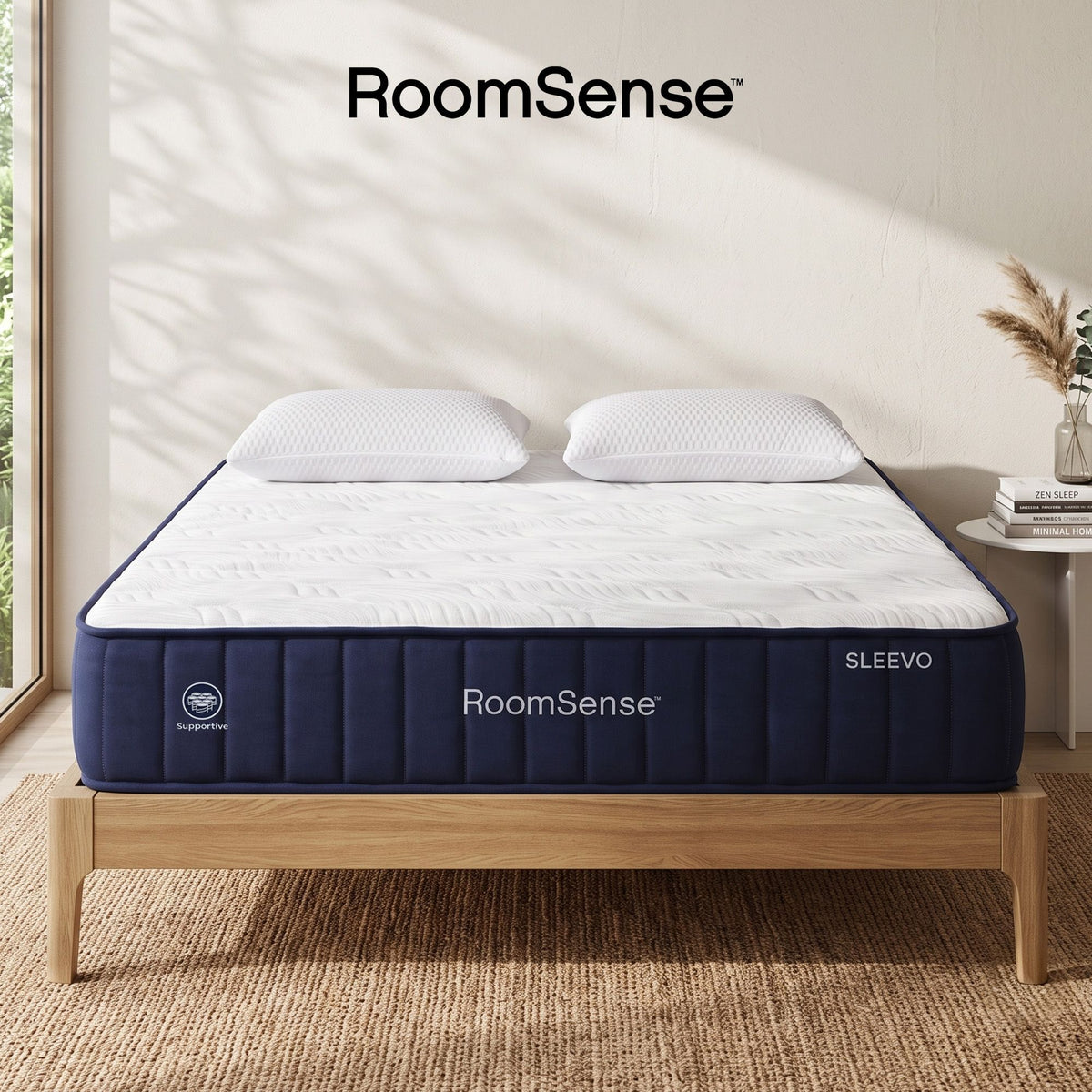 RoomSense Queen 30cm Medium Firm Hybrid Mattress Bundle with 2 Pillows