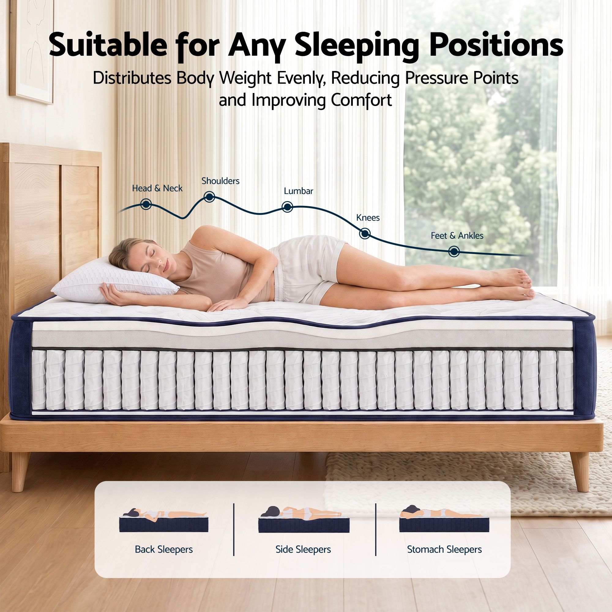 RoomSense Queen 30cm Medium Firm Latex Mattress Bundle with 2 Pillows