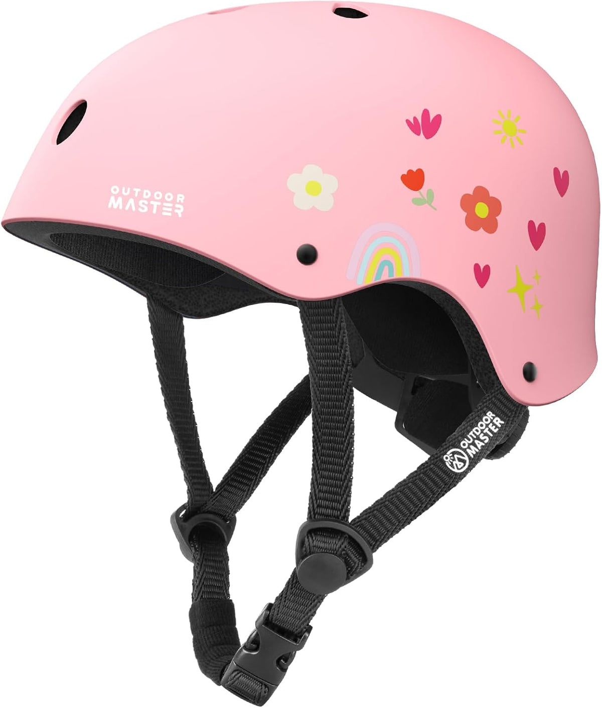 OutdoorMaster Kids Adjustable Bike Helmet Pink Flower Large