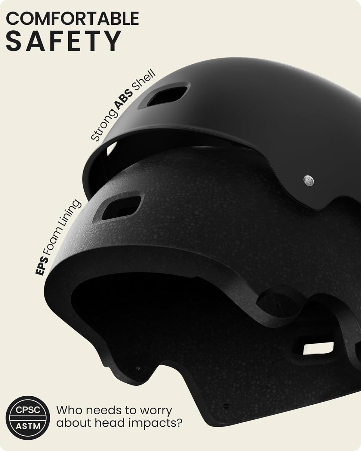 OutdoorMaster Skateboard Cycling Helmet - Two Removable Liners Ventilation Multi-Sport Scooter Roller Skate Inline Skating Rollerblading for Adults-Black-Small