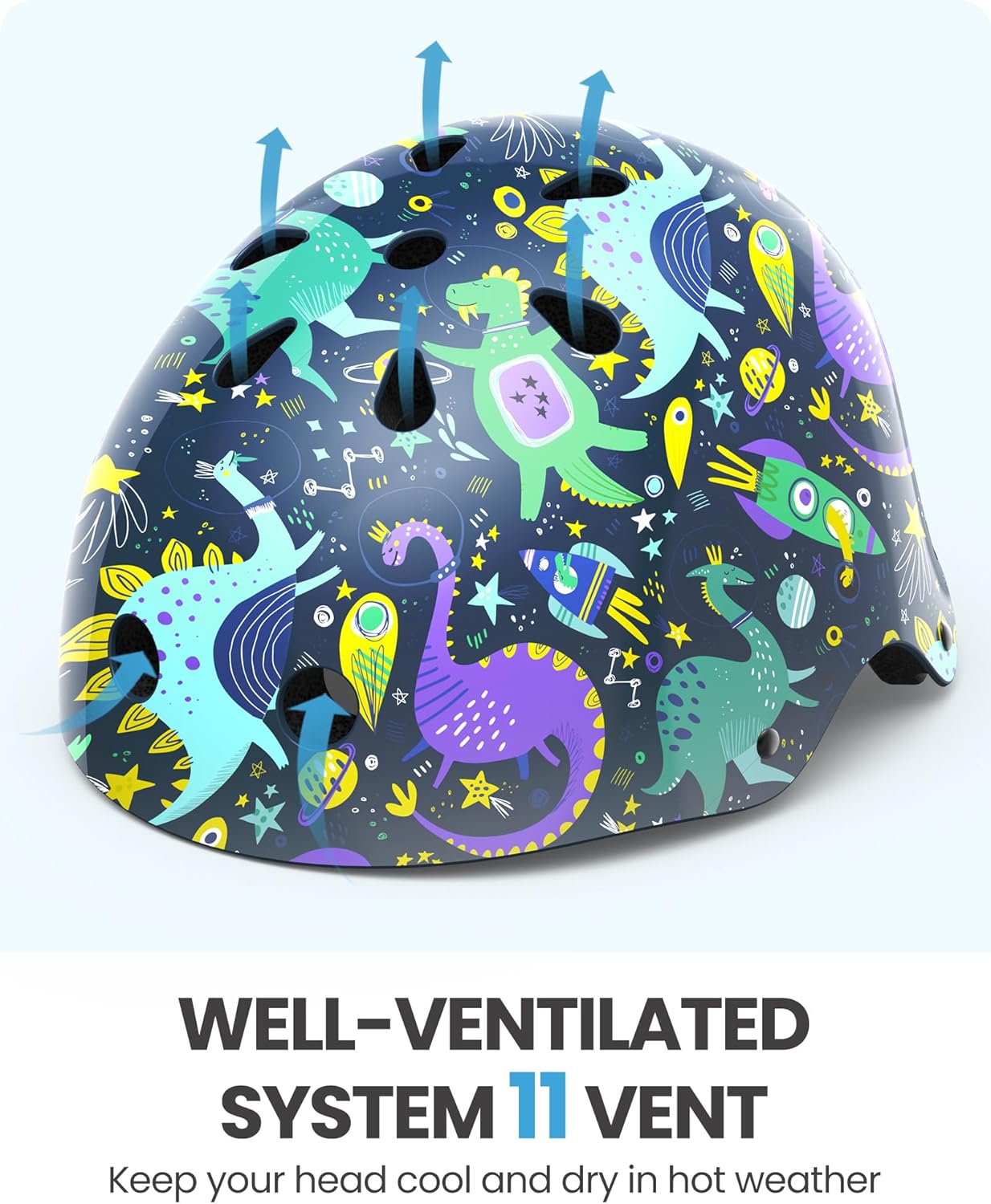 OutdoorMaster Youth & Kids Bike Helmet - Adjustable Multi-Sports Skateboard Helmet with Removable Liners for Balance Bike, Toddler Scooter, One Wheel Hoverboard-Blue-S