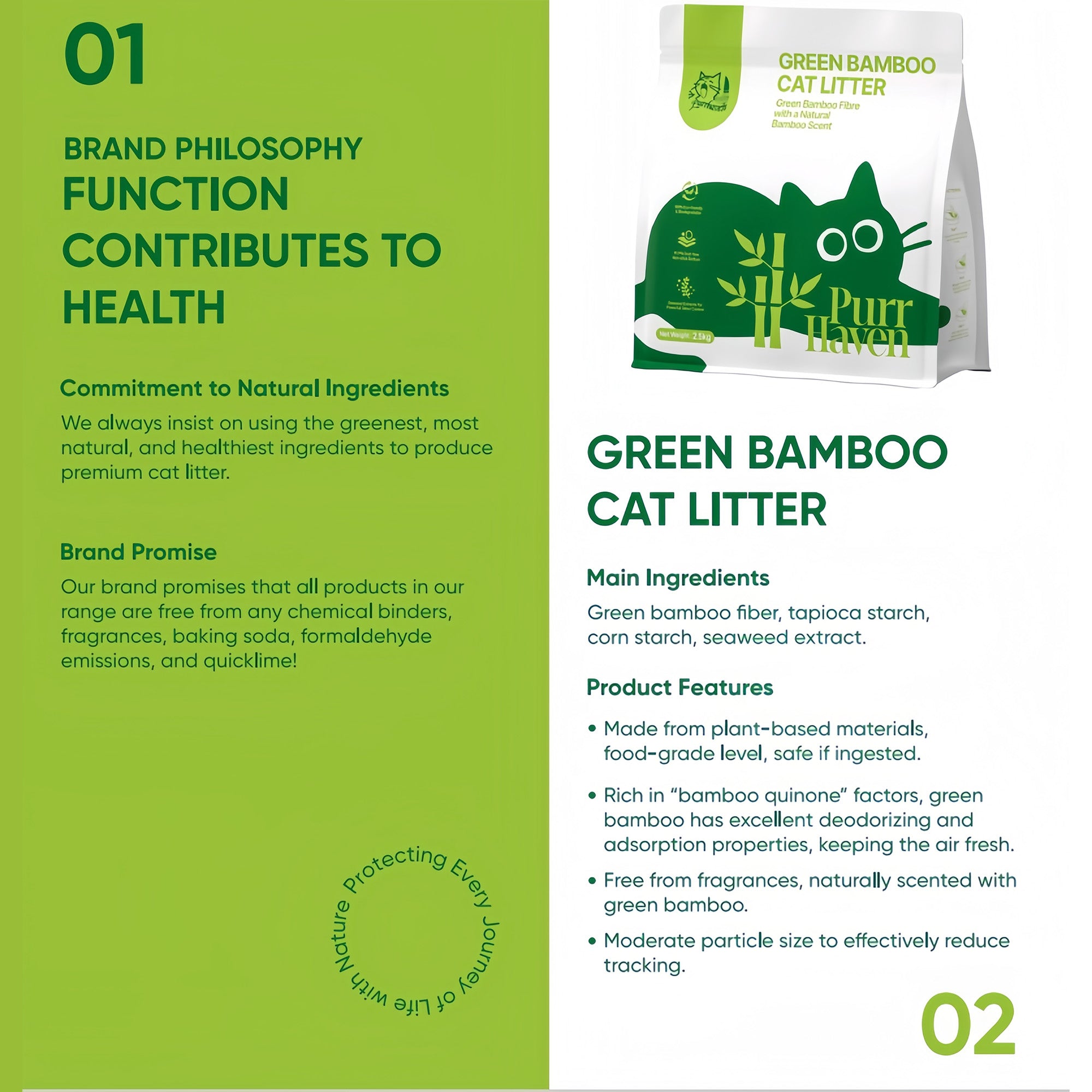 PurrHaven Bamboo Clumping Cat & Kitty Litter, 15kg 6 Pack ,Dust Free,Natural Flusable,Easy to Clean,Odour Neutraliser,Rapid Liquid Absorption,Non-Toxic Formula