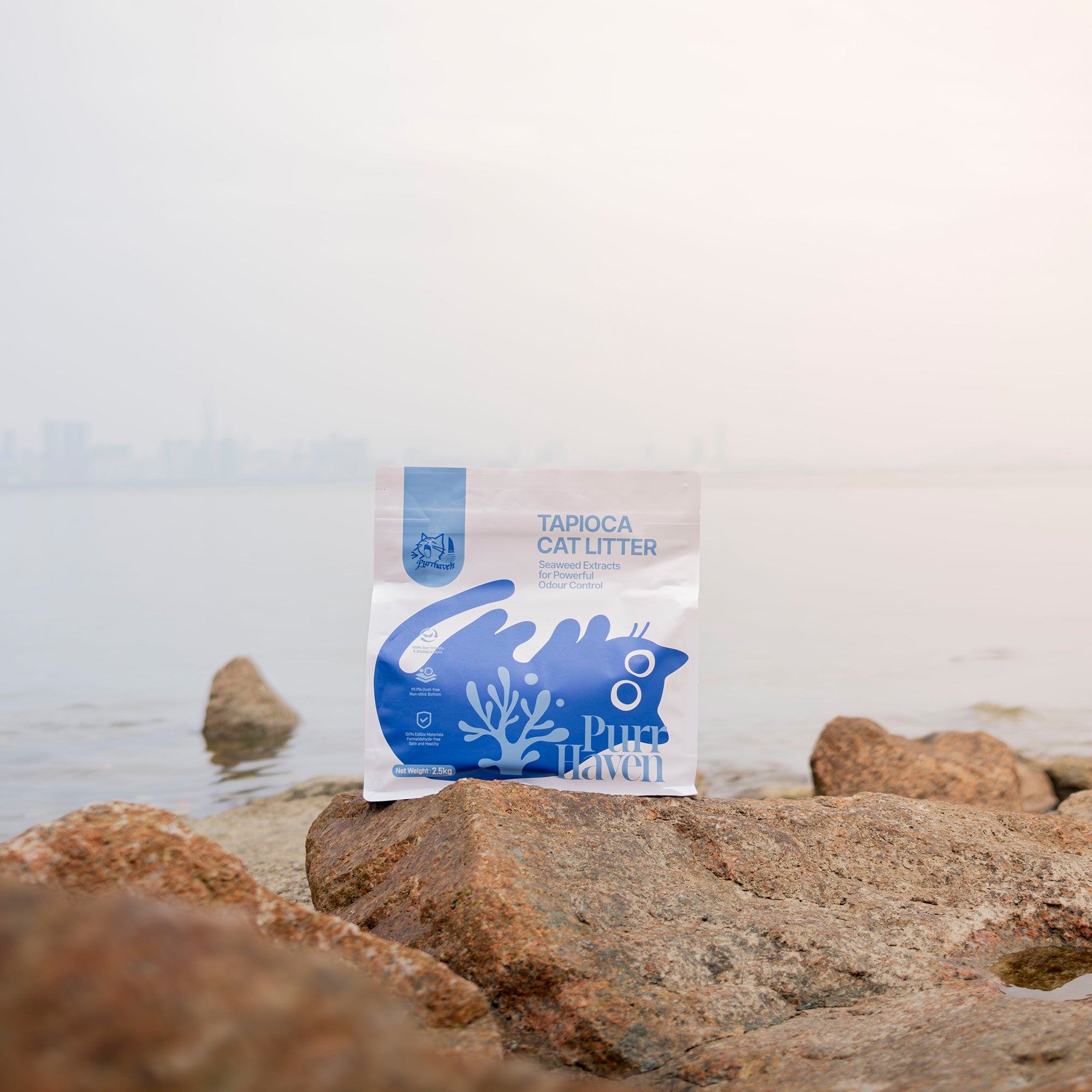 PurrHaven Tapioca Clumping Cat & Kitty Litter, 15kg 6 Pack ,Dust Free,Natural Flusable,Easy to Clean,Odour Neutraliser,Rapid Liquid Absorption,Non-Toxic Formula