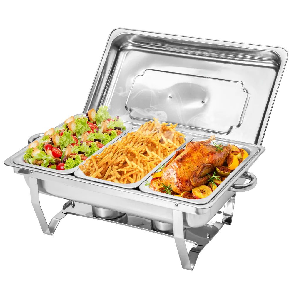 Alston 3 Pan Chafing Dish Set Bain Marie Buffet Warmer, Silver