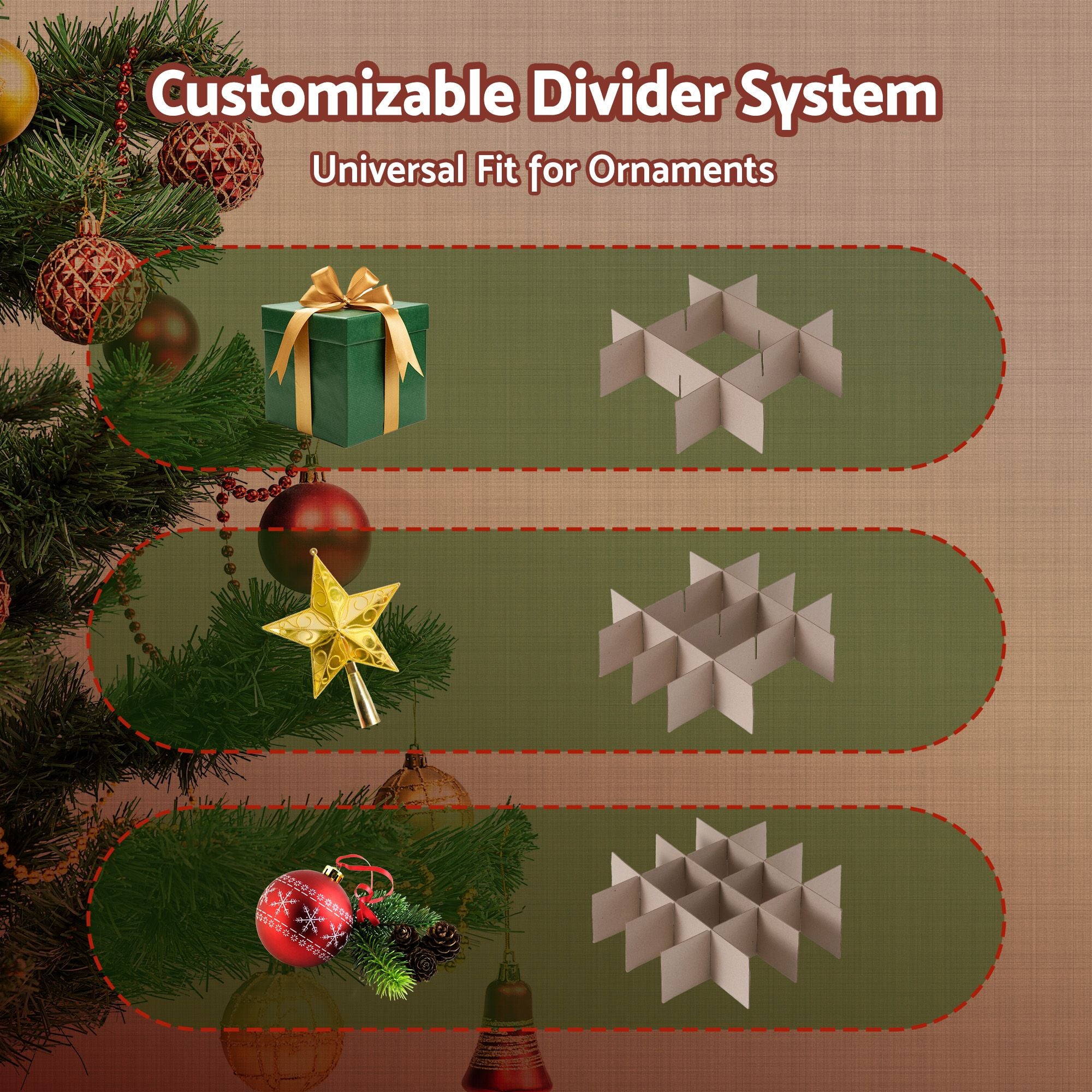 Jingle Jollys Christmas Baubles Storage Box 128 Slots Decor Ornaments Container