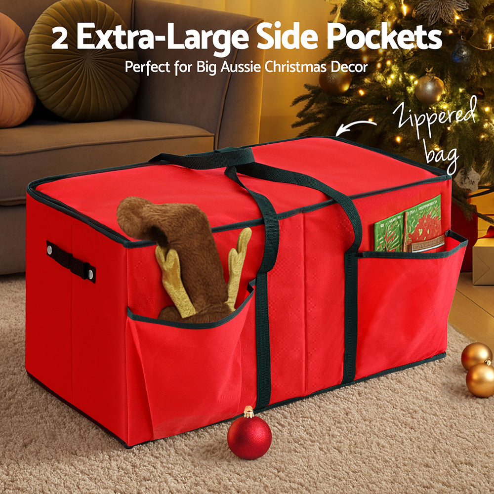Jingle Jollys 128-Slot Christmas Baubles Storage Box Red