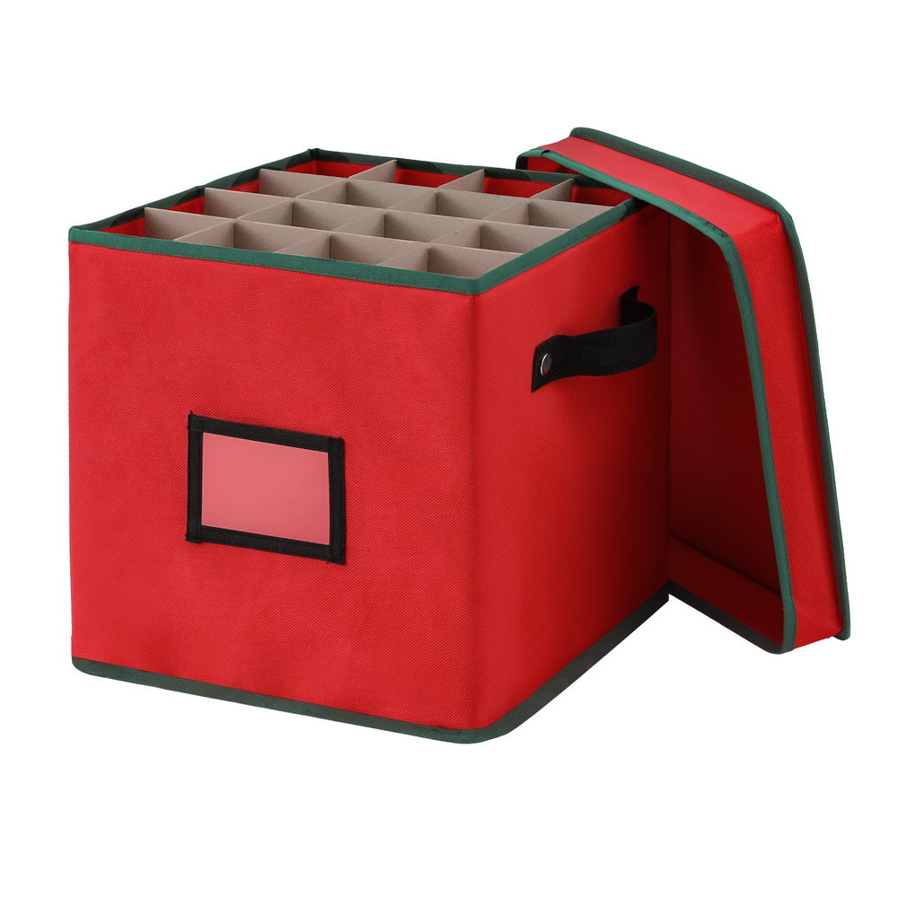 Jingle Jollys 64-Divider Christmas Baubles Storage Box Red