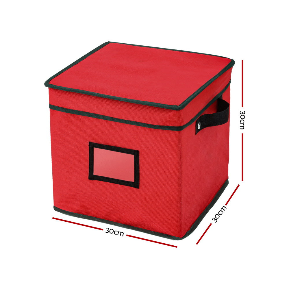 Jingle Jollys 64-Divider Christmas Baubles Storage Box Red