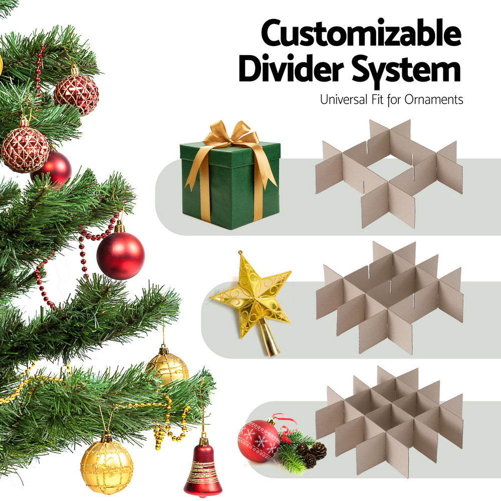 Jingle Jollys 64-Divider Christmas Baubles Storage Box Red