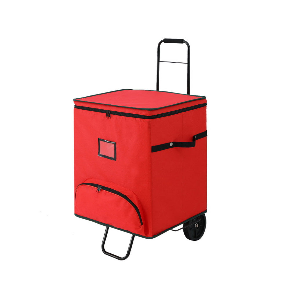 Jingle Jollys Ornament Storage Cart 125 Dividers Red/Black