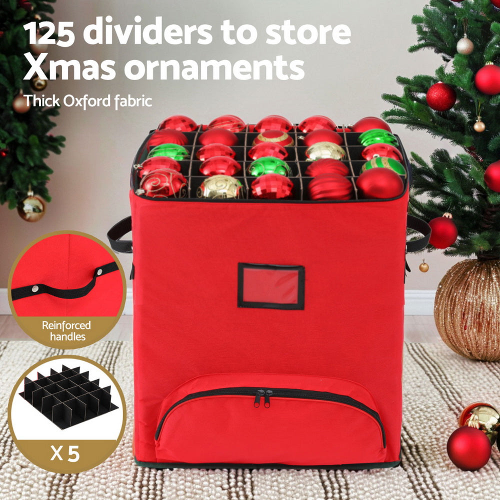 Jingle Jollys Ornament Storage Cart 125 Dividers Red/Black