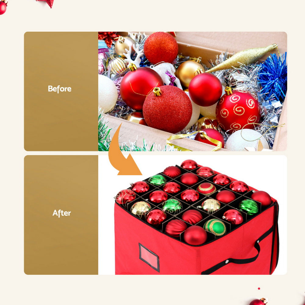 Jingle Jollys Ornament Storage Cart 125 Dividers Red/Black