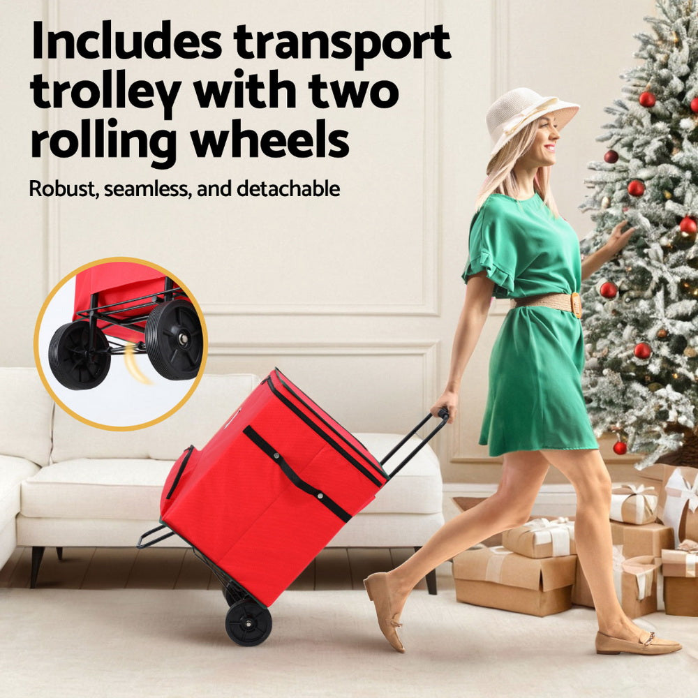 Jingle Jollys Ornament Storage Cart 125 Dividers Red/Black