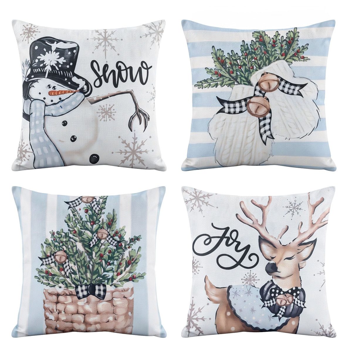 Jingle Jollys Christmas Cushion Covers Set of 4 45x45cm Blue