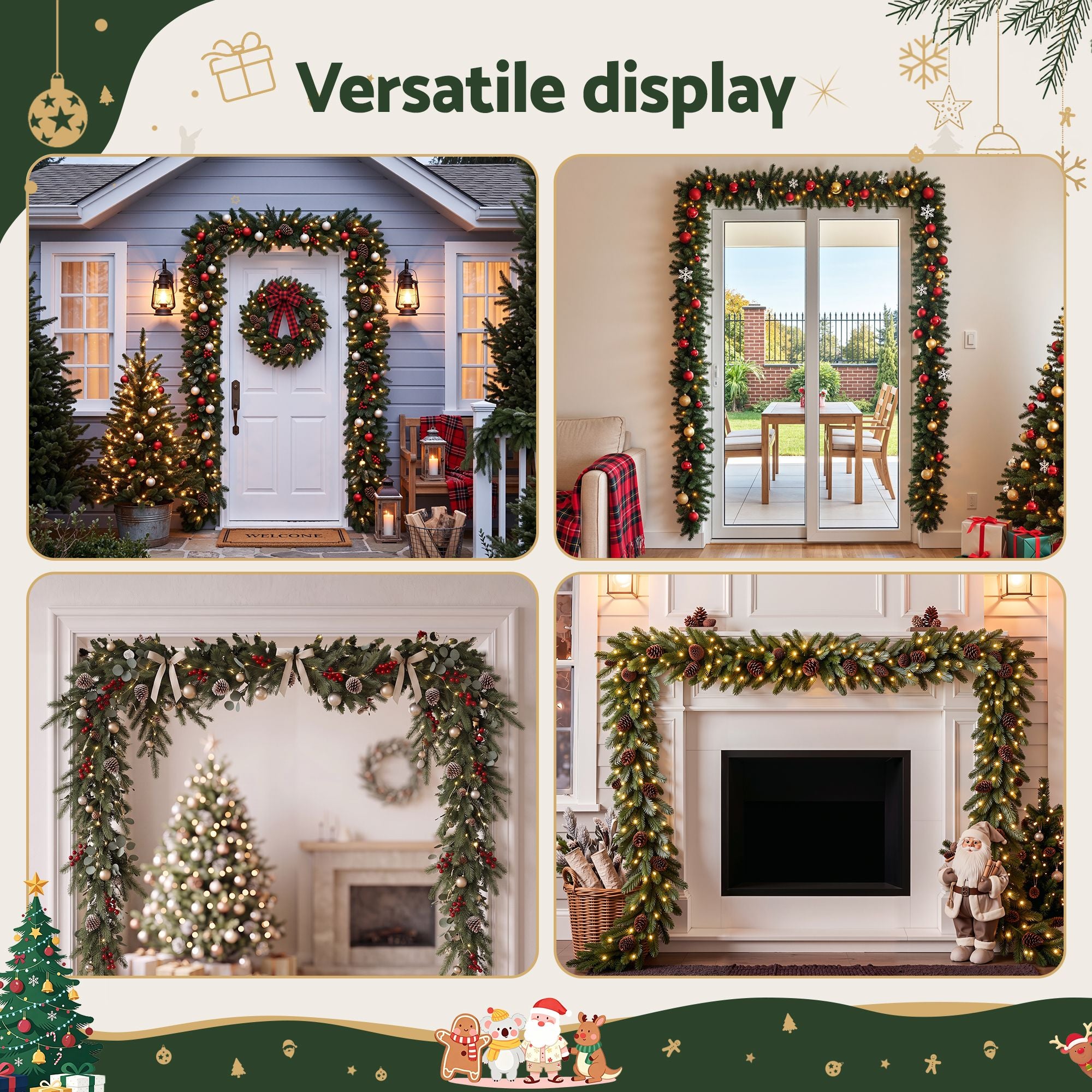 Jingle Jollys Christmas Garland Hook Hanger Wreath Fits 85-125CM Door No Drill