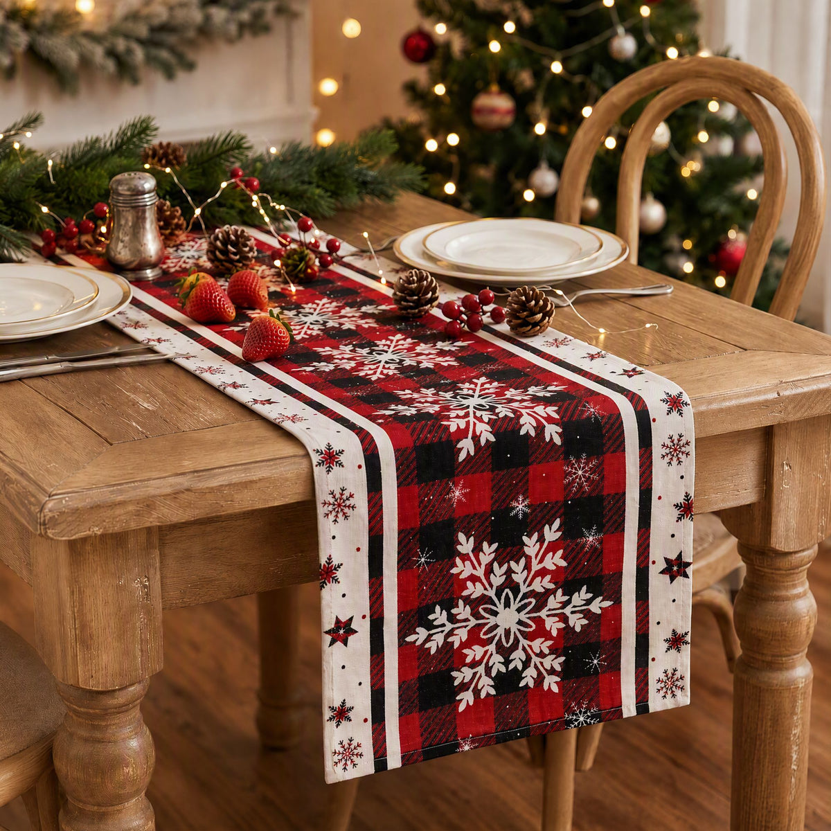 Jingle Jollys Christmas Table Runner Snowflake 190x32cm Dining Linen
