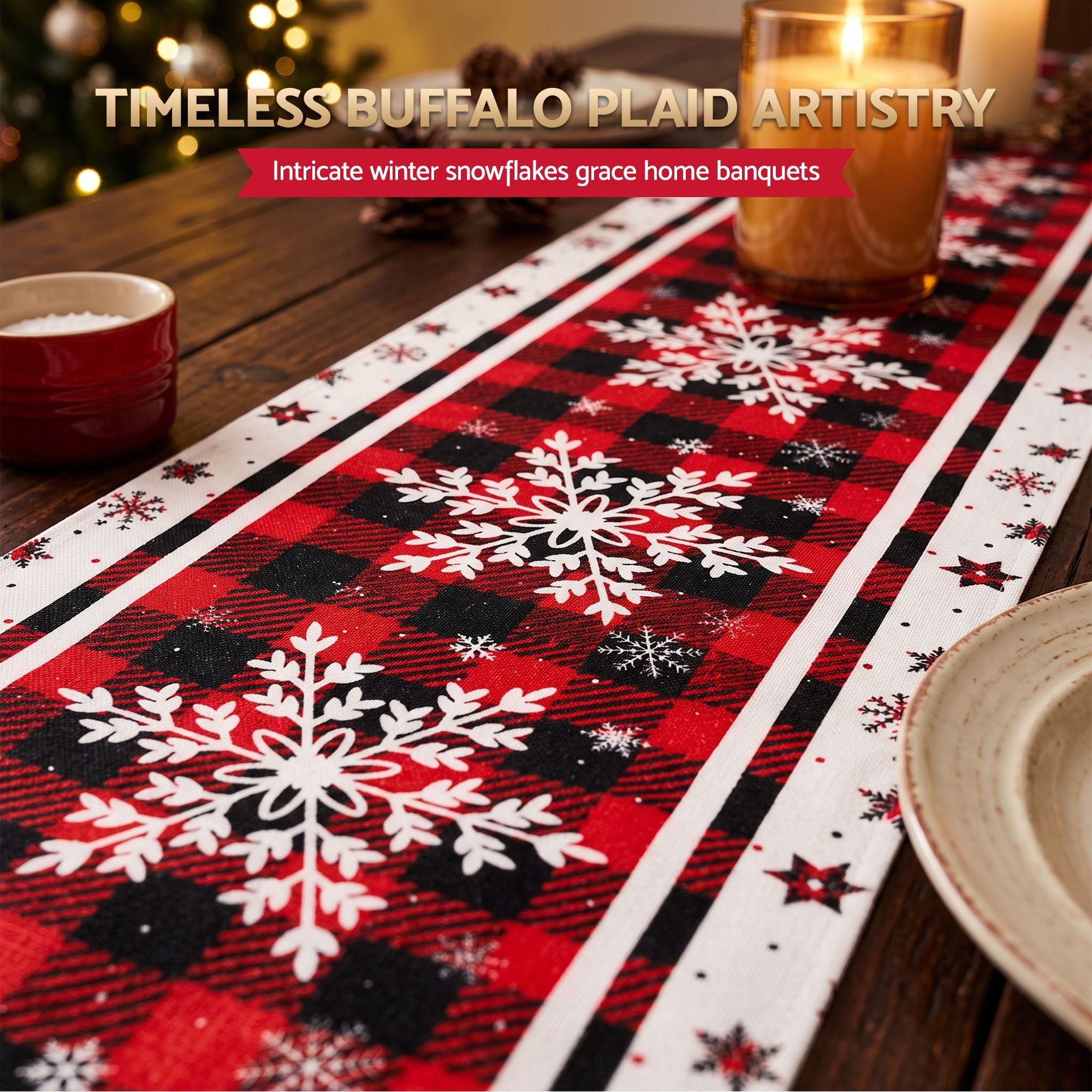 Jingle Jollys Christmas Table Runner Snowflake 190x32CM Dining Party Decor Linen