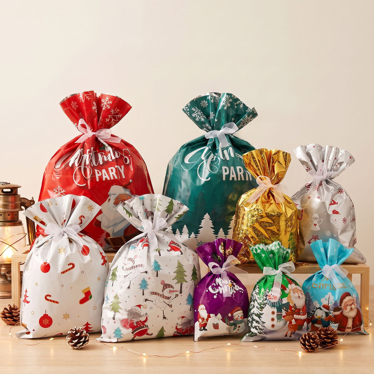 Jingle Jollys 27 Piece Christmas Gift Bags Assorted Sizes and Designs
