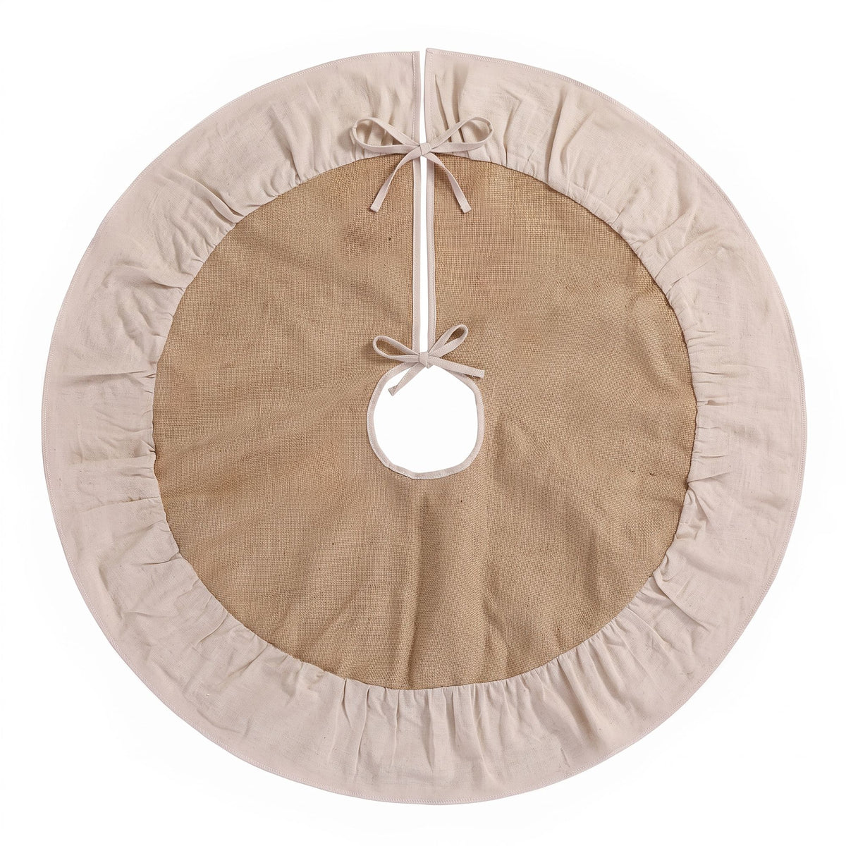 Jingle Jollys 90cm Ruffled Linen Christmas Tree Skirt