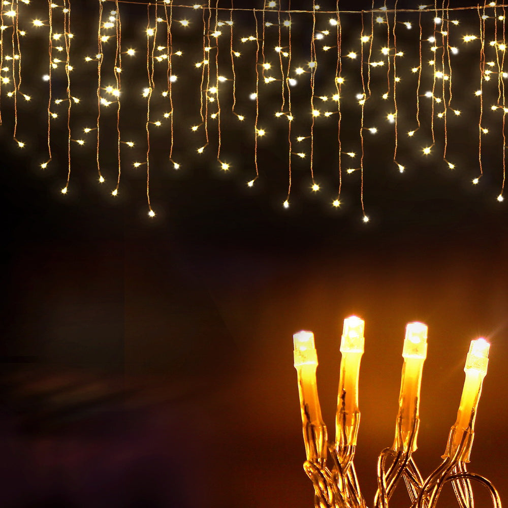 Jingle Jollys 32M Icicle Christmas Lights 960 LED Warm White Solar Outdoor