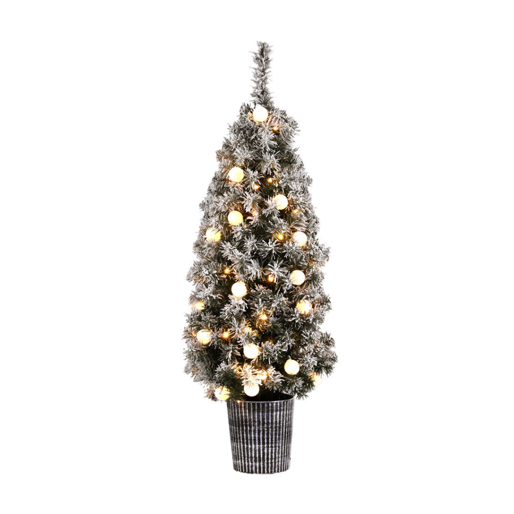 Jingle Jollys 1.2M Potted Christmas Tree Snowy LED Lights