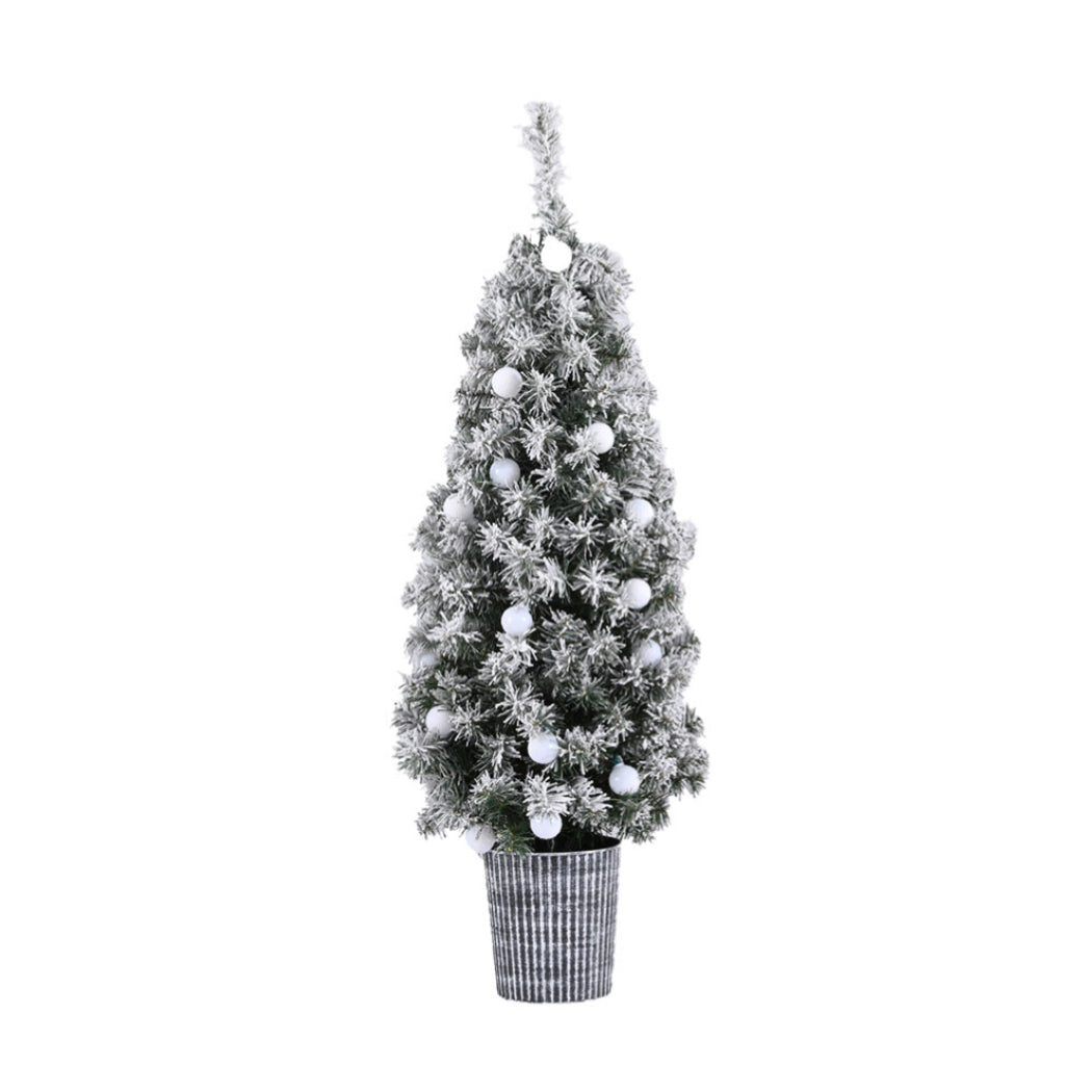 Jingle Jollys 1.2M Potted Christmas Tree Snowy LED Lights