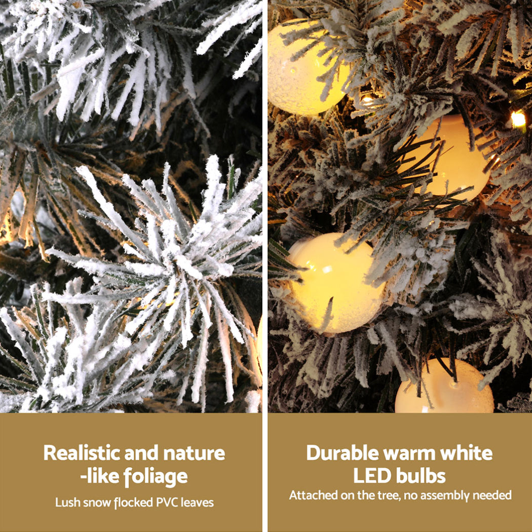 Jingle Jollys 1.2M Potted Christmas Tree Snowy LED Lights