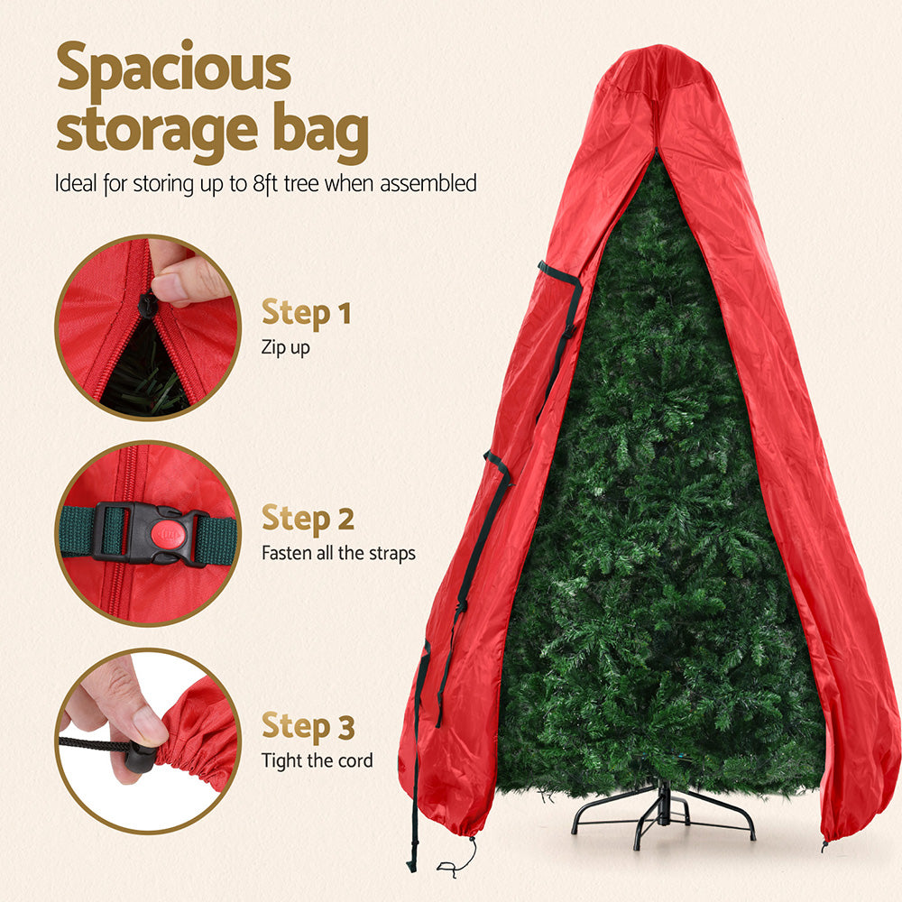Jingle Jollys Christmas Tree Storage Bag 8ft Zipper Red