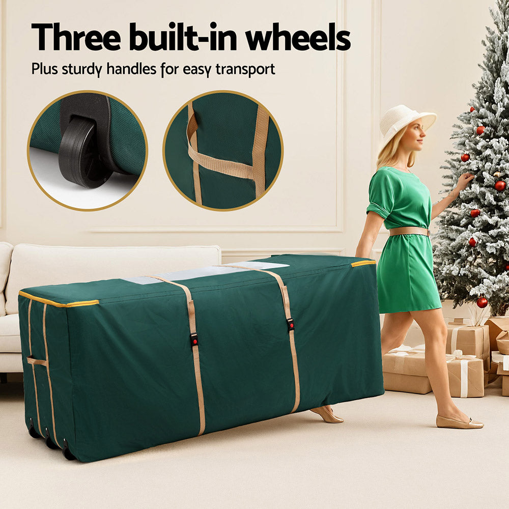 Jingle Jollys 10ft Christmas Tree Storage Bag Wheels Handles Green