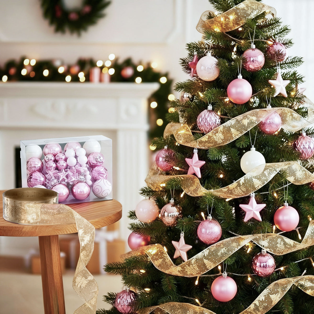 Jingle Jollys Christmas Tree Decoration Set with Ribbon 34pcs