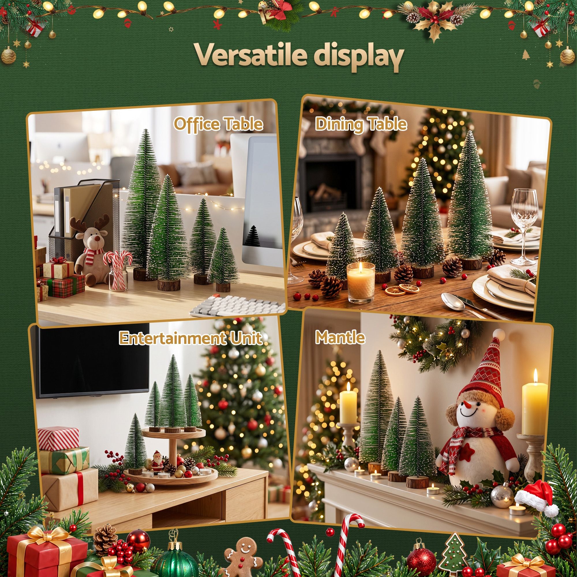 Jingle Jollys Christmas Table Decoration 4Pcs Mini Tree Set Frosted Party Decor