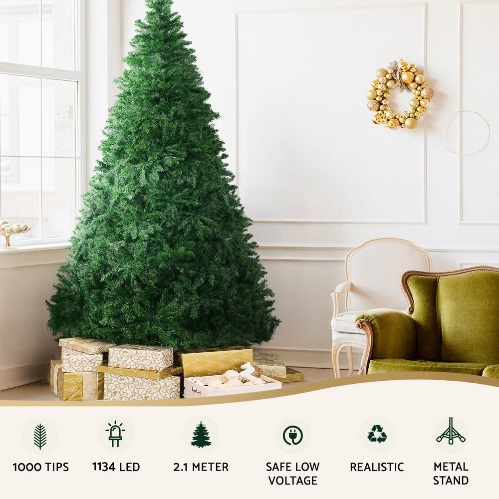 Jingle Jollys 2.1m Christmas Tree 8-Mode LED Multi-Colour