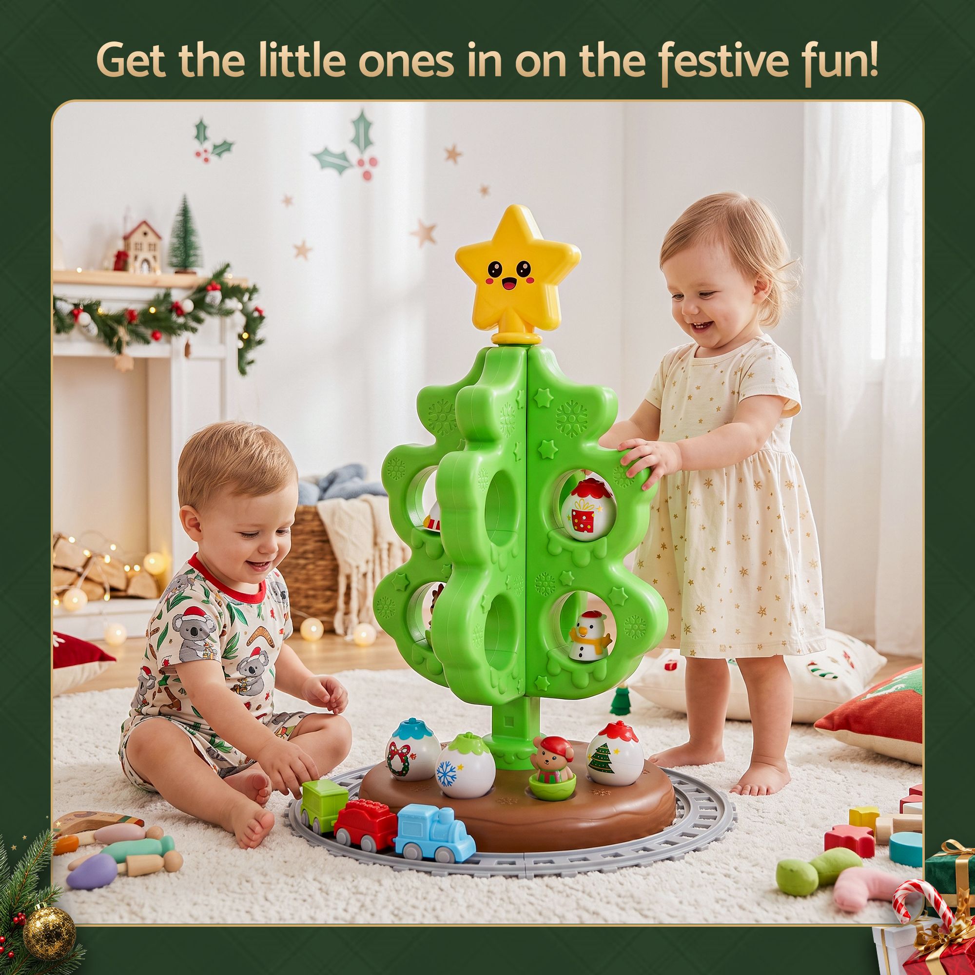 Jingle Jollys Toddler First Christmas Tree Mini Xmas Tree Toy Set with Train