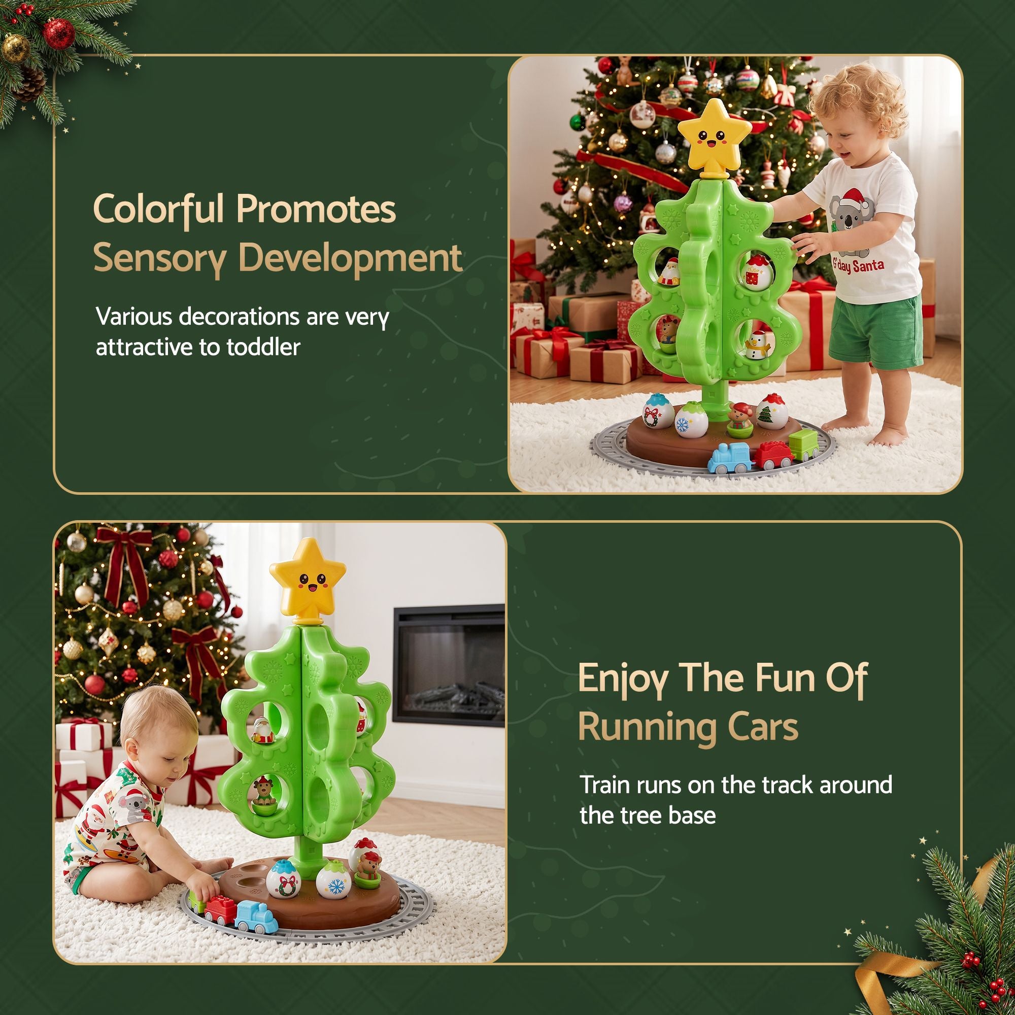 Jingle Jollys Toddler First Christmas Tree Mini Xmas Tree Toy Set with Train