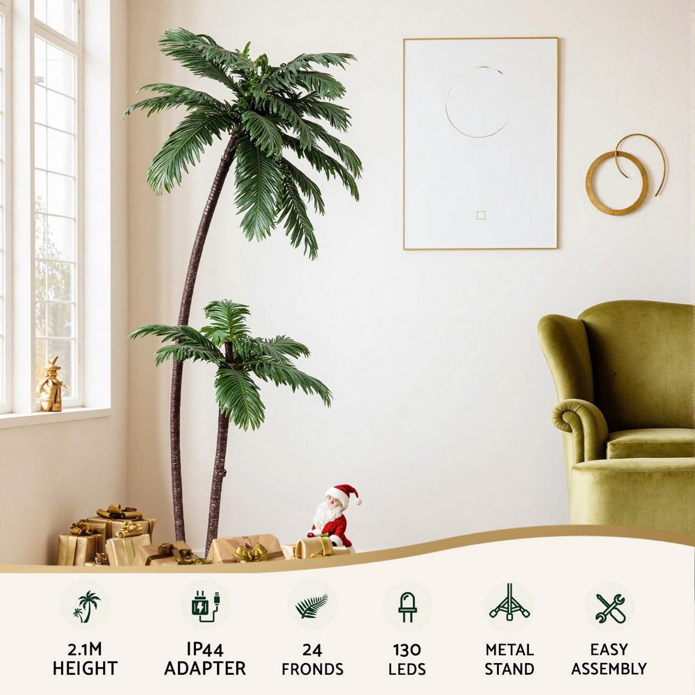 Jingle Jollys 2.1m LED Christmas Palm Tree Decorations