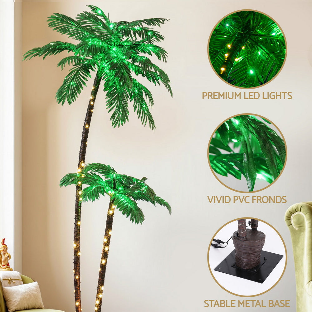 Jingle Jollys 2.1m LED Christmas Palm Tree Decorations