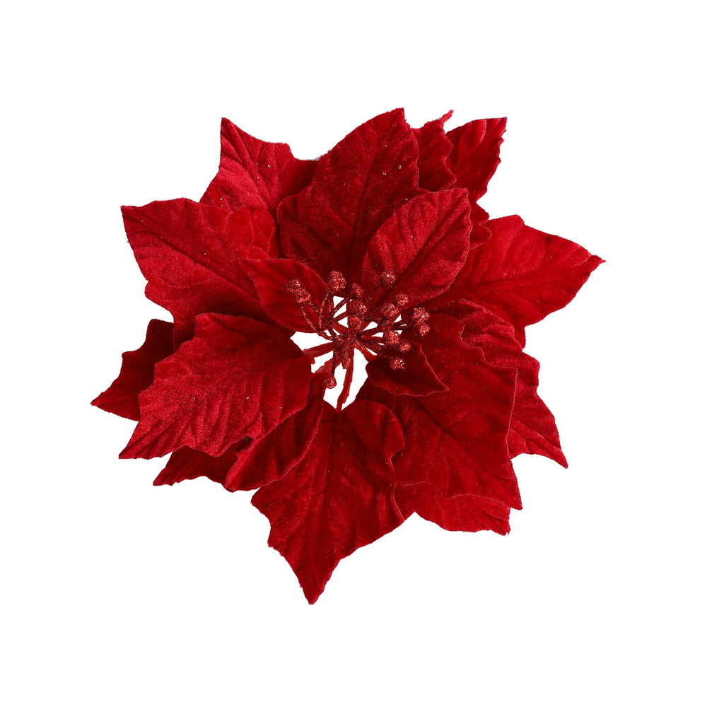 Jingle Jollys 14 Piece Christmas Poinsettia Flower Set Red
