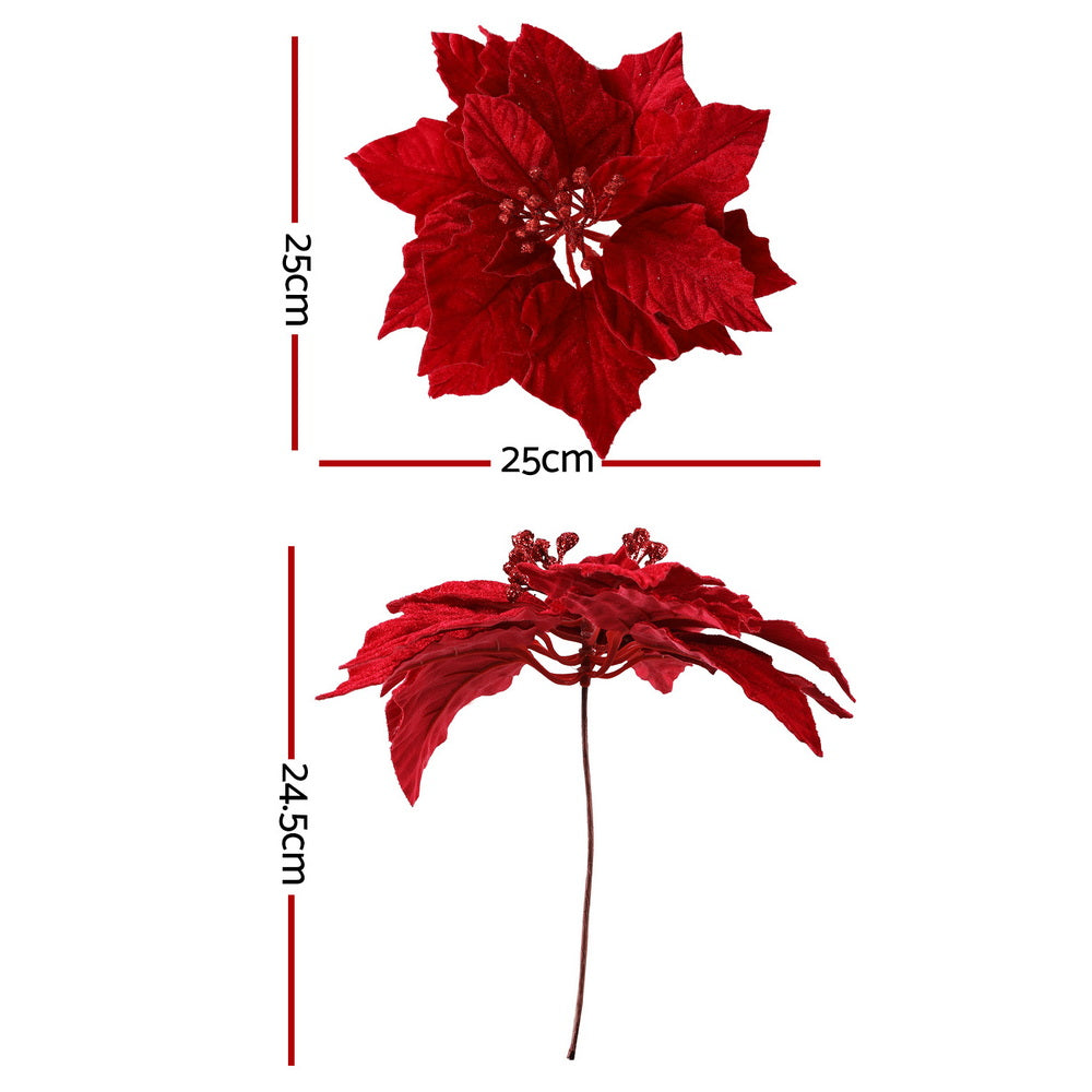 Jingle Jollys 14-Piece Christmas Poinsettia Flowers Set Red Ornaments
