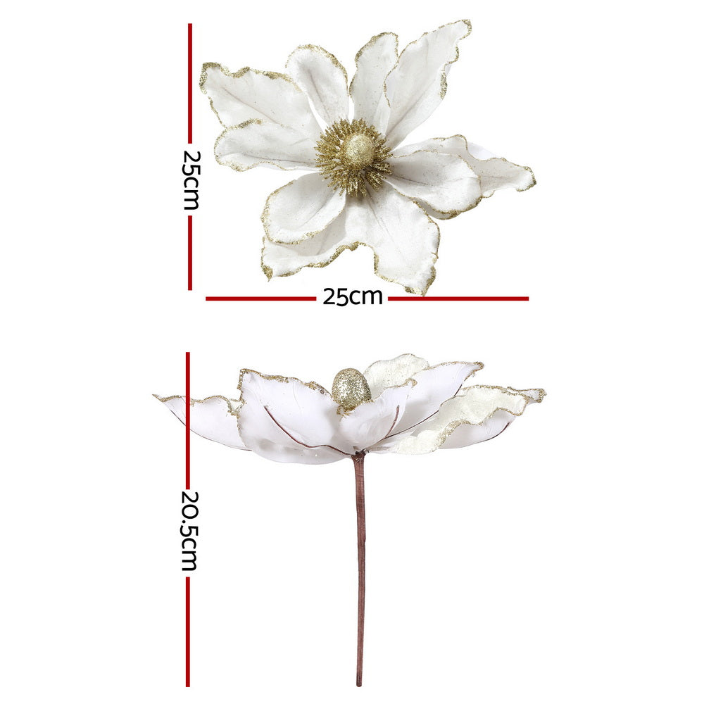 Jingle Jollys 14-Piece Christmas Magnolia Flower Set White