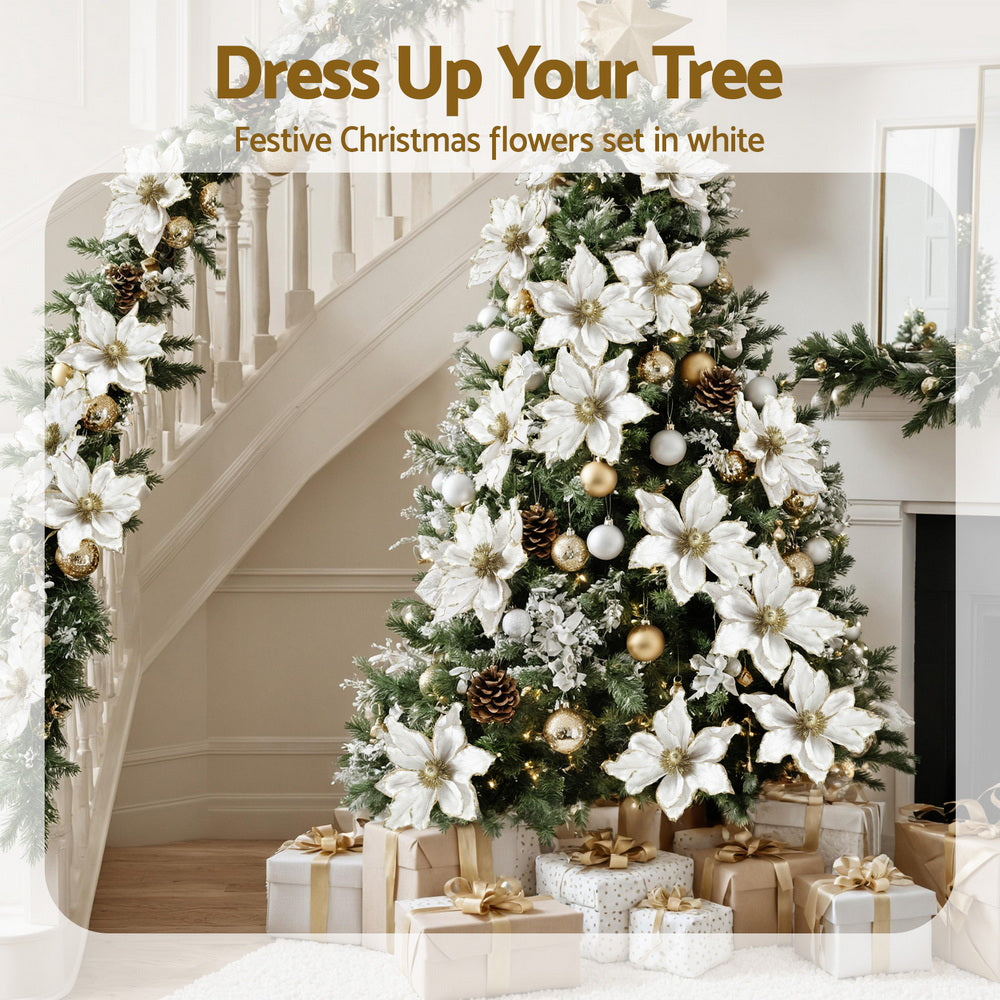 Jingle Jollys 14-Piece Christmas Magnolia Flower Set White
