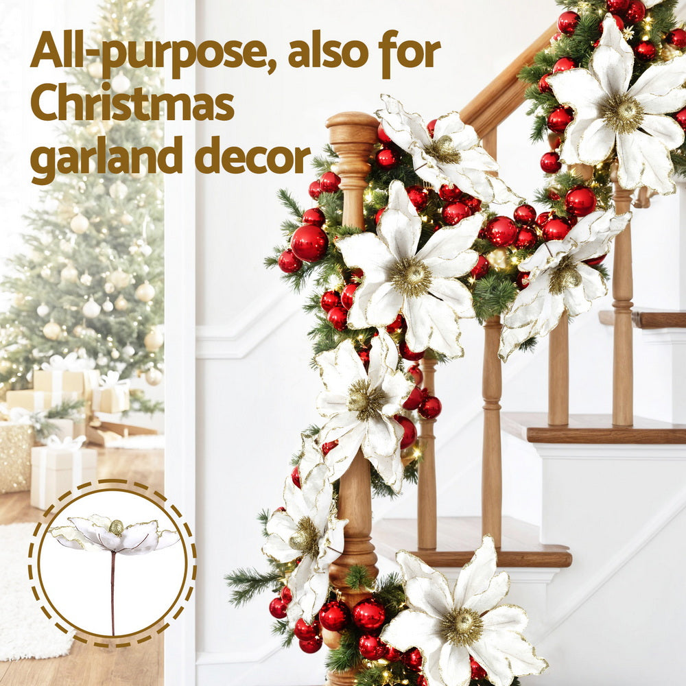 Jingle Jollys 14-Piece Christmas Magnolia Flower Set White