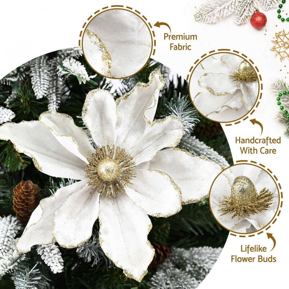 Jingle Jollys 14-Piece Christmas Magnolia Flower Set White
